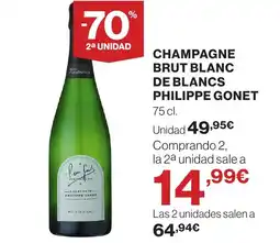 Hipercor PHILIPPE GONET Champagne brut blanc de blancs oferta