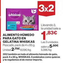 Hipercor WHISKAS Alimento húmedo para gato en gelatina oferta