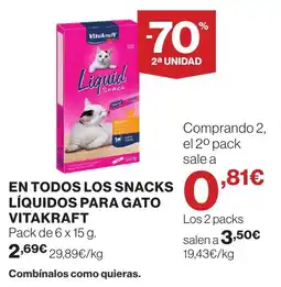 Hipercor VIRAKRAFT En todos los snacks líquidos para gato oferta