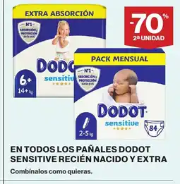 Hipercor En todos los pañales dodot sensitive recién nacido y extra oferta