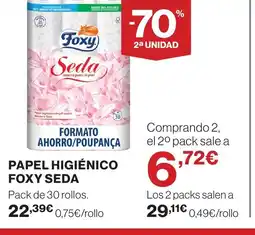 Hipercor FOXY SEDA Papel higiénico oferta