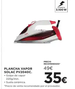 Hipercor SOLAC Plancha vapor pv2040c oferta