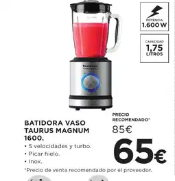 Hipercor TAURUS Batidora vaso magnum 1600 oferta