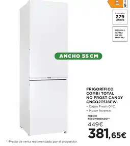 Hipercor CANDY Frigorífico combi total no frost cncq2t518ew oferta