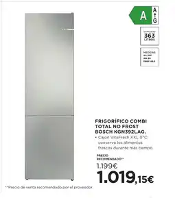 Hipercor BOSCH Frigorífico combi total no frost kgn392lag oferta