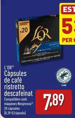 ALDI L'or - capsules de café ristretto descafeinat oferta