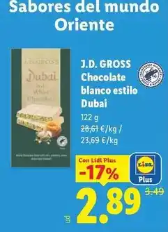 Lidl J.d. gross - j. d. gross chocolate blanco estilo dubai oferta