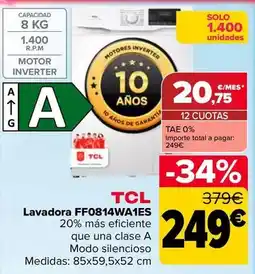 Carrefour Tcl - lavadora ff0814wa1es oferta