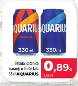 Spar La Palma AQUARIUS Bebida isotónica naranja o limón lata oferta