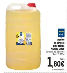 Makro METRO CHEF Aceite de girasol alto oléico oferta
