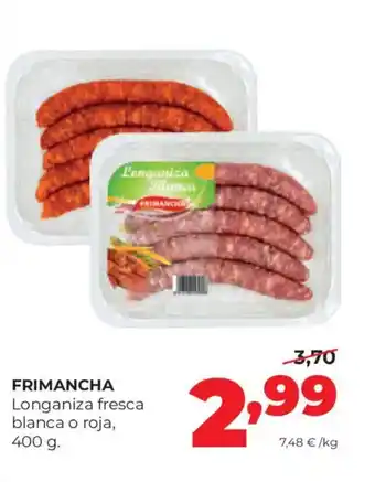 Alimerka FRIMANCHA Longaniza fresca blanca o roja oferta