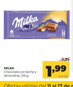 Alimerka Milka Chocolate con leche y almendras oferta