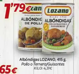 Alsara Supermercados LOZANO Albóndigas Pollo o Ternera/Guisantes oferta