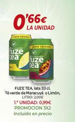 Alsara Supermercados FUZE TEA, lata Té verde de Maracuyá o Limón oferta