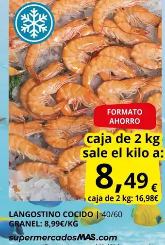 Supermercados MAS Langostino cocido oferta