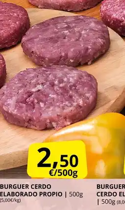 Supermercados MAS Burguer cerdo elaborado propio oferta