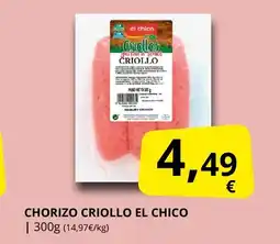 Supermercados MAS EL CHICO Chorizo criollo oferta