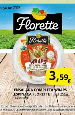 Supermercados MAS FLORETTE Ensalada completa wraps espinaca oferta