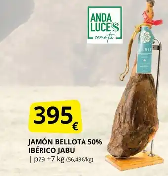 Supermercados MAS JABU Jamón bellota 50% ibérico oferta