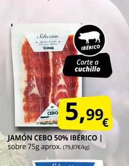 Supermercados MAS Jamón cebo 50% ibérico oferta