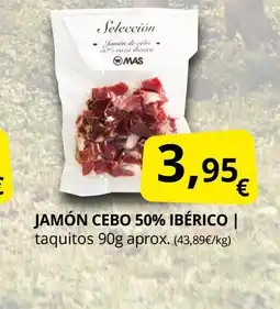 Supermercados MAS Jamón cebo 50% ibérico oferta