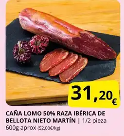 Supermercados MAS Caña lomo 50% raza ibérica de bellota nieto martín oferta