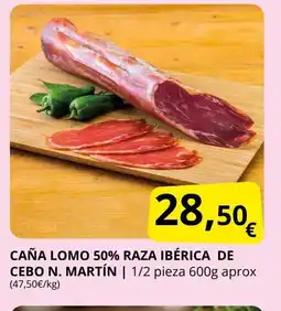 Supermercados MAS Caña lomo 50% raza ibérica de cebo n. martín oferta