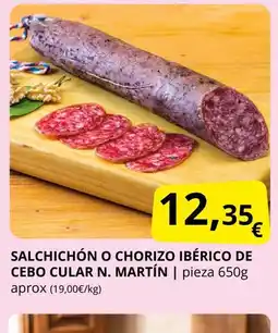 Supermercados MAS Salchichón o chorizo ibérico de cebo cular n. martín oferta