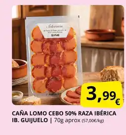 Supermercados MAS Caña lomo cebo 50% raza ibérica ib. guijuelo oferta