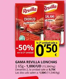 Supermercados MAS REVILLA Gama lonchas oferta