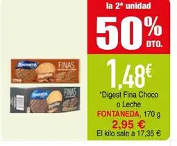 Minymas Digest Fina Choco o Leche FONTANEDA, 170 g oferta