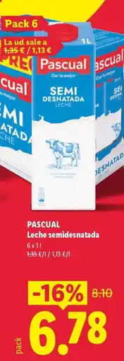 Lidl PASCUAL Leche semidesnatada oferta