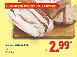 Lidl Pan de centeno 67% oferta