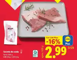 Lidl Secreto de cerdo oferta