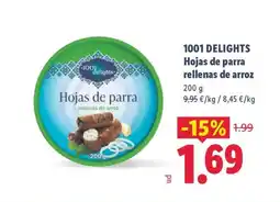 Lidl 1001 DELIGHTS Hojas de parra rellenas de arroz oferta