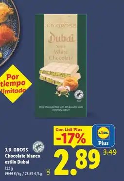 Lidl J.D. GROSS Chocolate blanco estilo Dubai oferta
