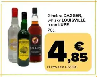 Supeco DAGGER, LOUISVILLE LUPE Ginebra whisky o ron oferta