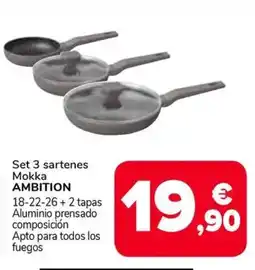 Supeco AMBITION Set 3 sartenes Mokka oferta