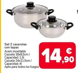 Supeco Set 2 cacerolas con tapas oferta