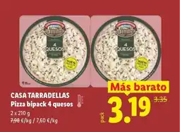 Lidl CASA TARRADELLAS Pizza bipack 4 quesos oferta