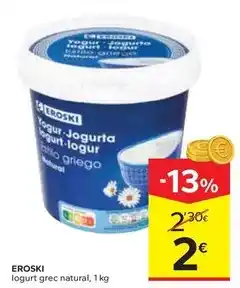 Caprabo Eroski - iogurt grec natural oferta