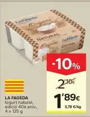 Caprabo La fageda - iogurt natural, edicio 40e aniv oferta