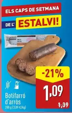 ALDI Botifarra d'arròs oferta