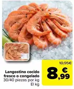 Carrefour Langostino cocido fresco o congelado oferta