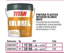 Optimus Titan - pintura plastica interior blanco mate oferta