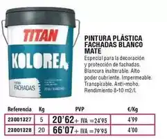Optimus Titan - pintura plástica fachadas blanco mate oferta