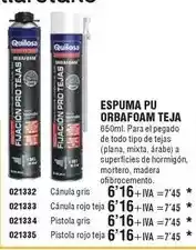 Optimus Quilosa - espuma pu orbafoam teja oferta