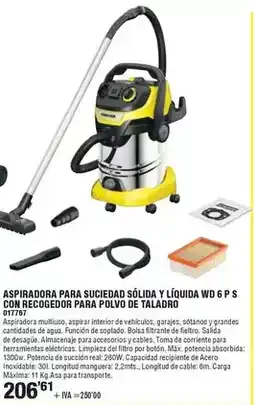 Optimus Aspiradora para suciedad sólida y líquida wd 6 p s con recogedor para polvo de taladro oferta