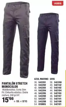 Optimus Velilla - pantalón stretch monocolor oferta