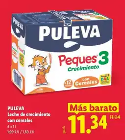 Lidl PULEVA Leche de crecimiento con cereales oferta